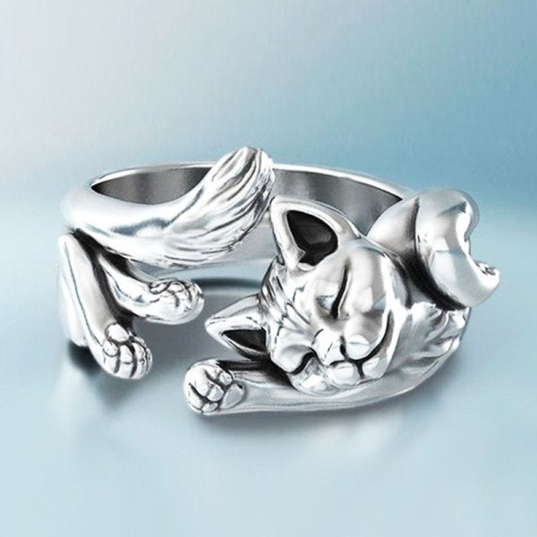 Bague avec motif de chat