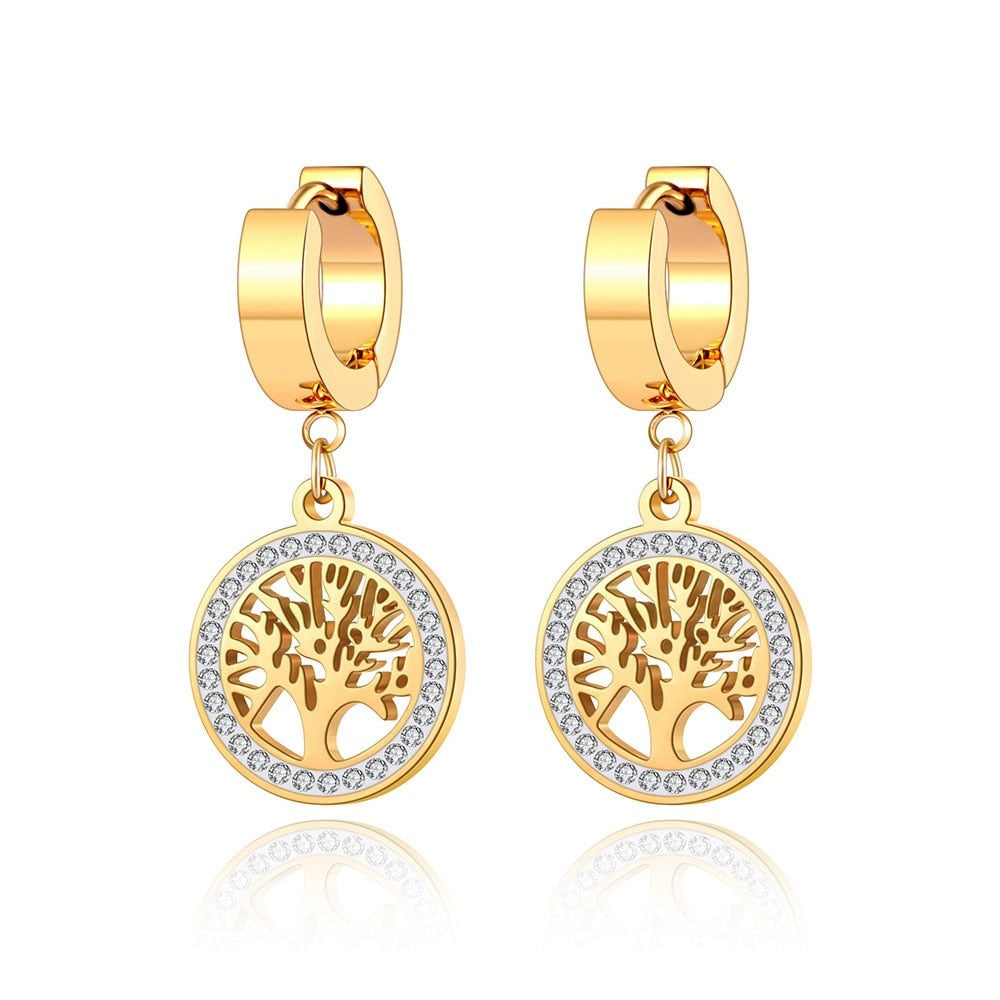 Boucles d'oreilles pendantes - Arbre de vie