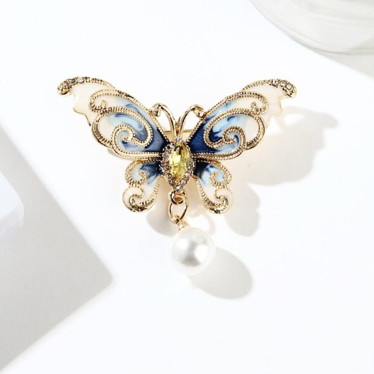 Broche en marbre papillon