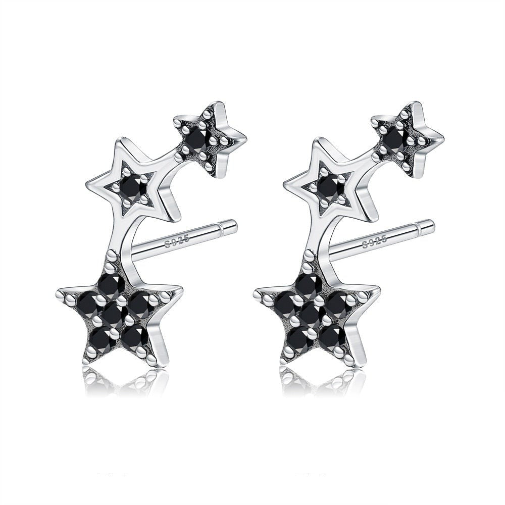Boucles d'oreilles en forme d'étoile argentée