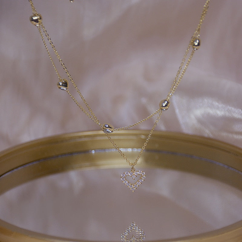 Collier double - cœurs