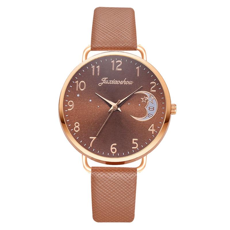 Montre à quartz pour femmes avec motif de lune