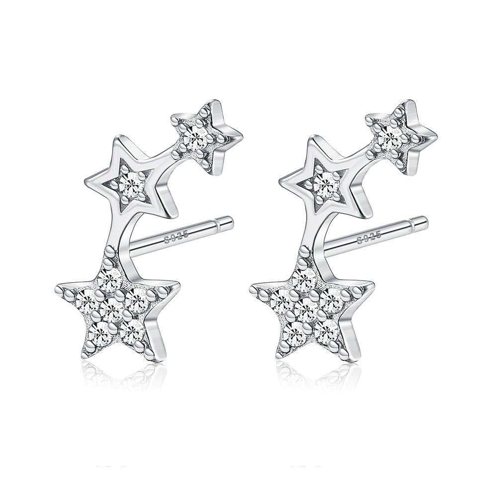 Boucles d'oreilles en forme d'étoile argentée