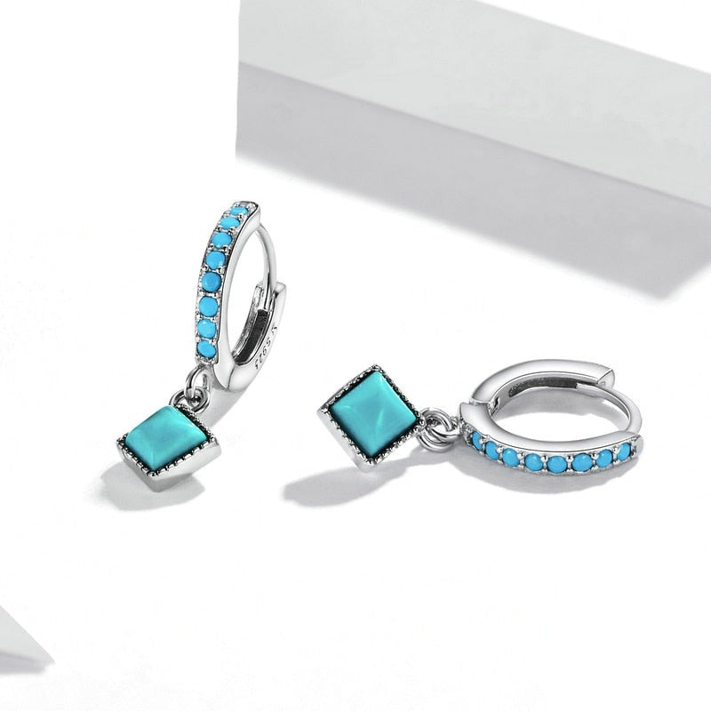 Boucles d'oreilles pendantes bleues