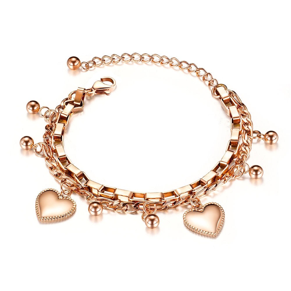 Bracelet avec pendentifs - cœurs