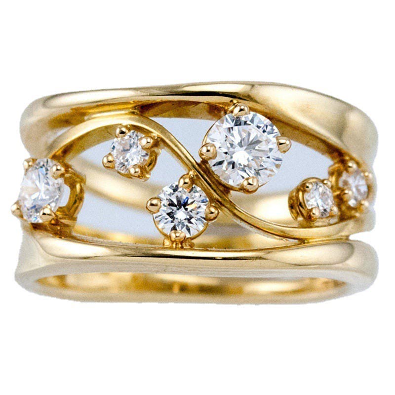 Bague ajourée avec zircons