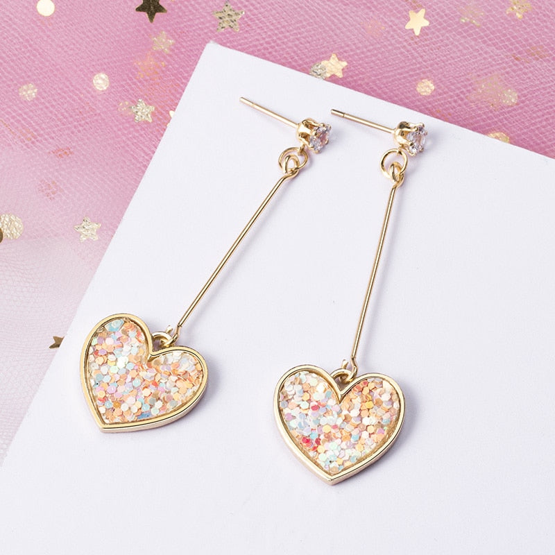 Boucles d'oreilles pendantes en forme de cœur