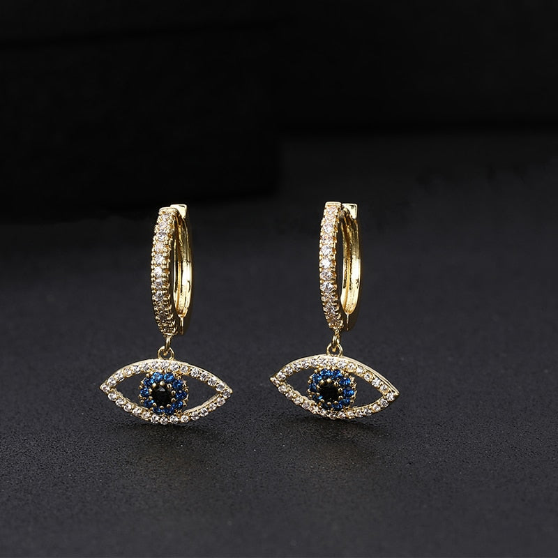 Boucles d'oreilles avec zircons - yeux