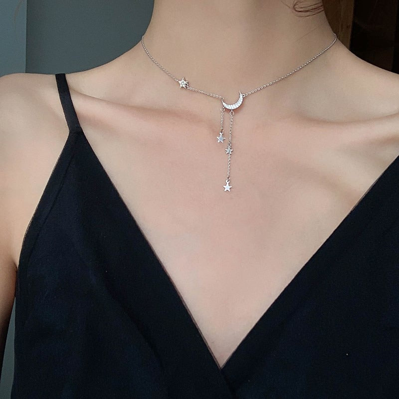 Collier - lune et étoiles