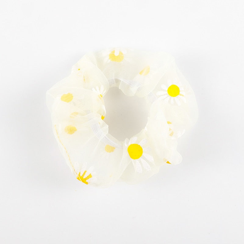Élastique à cheveux en tissu pour fille avec motif fleur