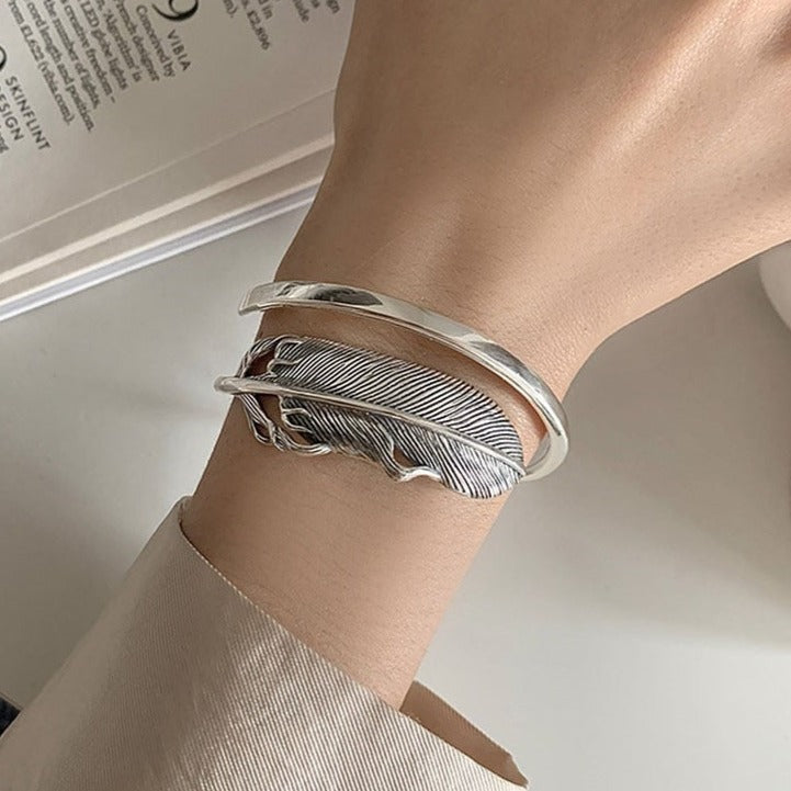 Bracelet en argent - plume