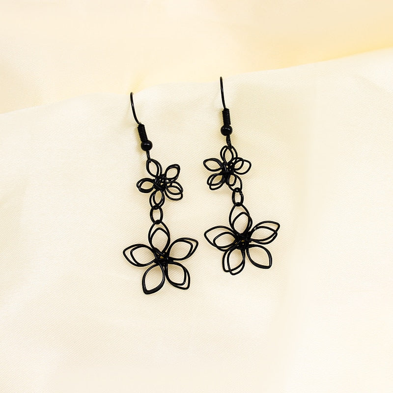 Boucles d'oreilles pendantes - fleurs