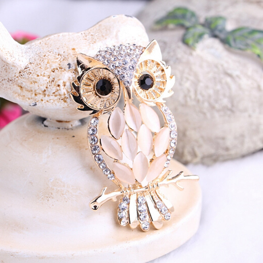 Broche - hibou avec zircone