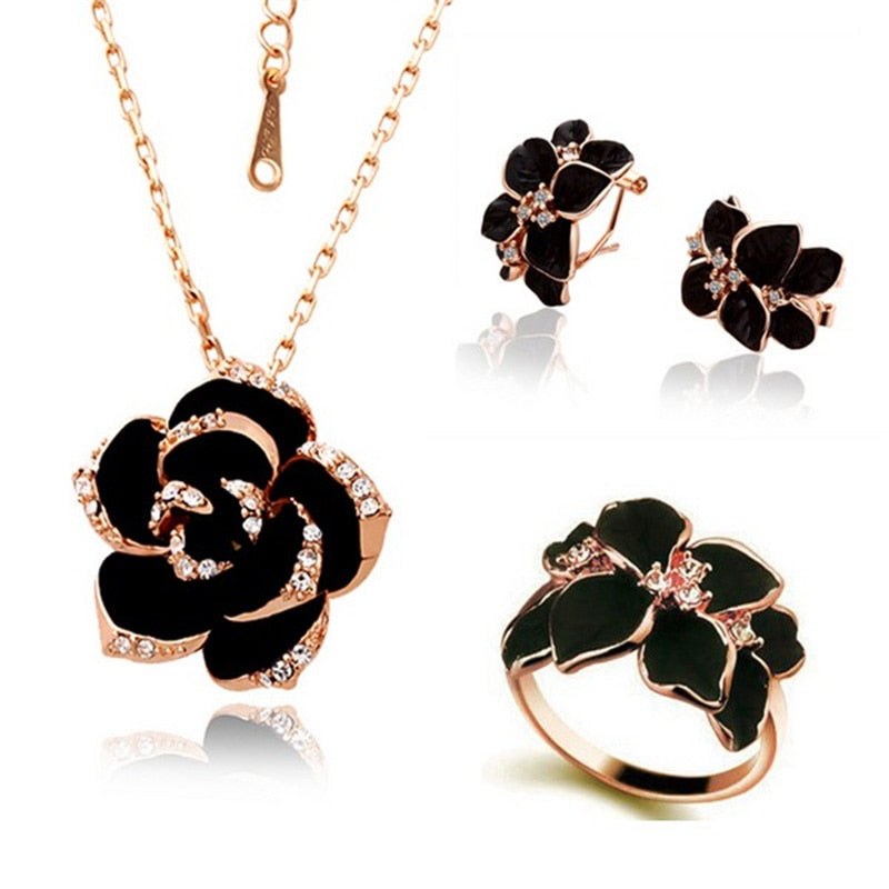 Ensemble avec motif de rose