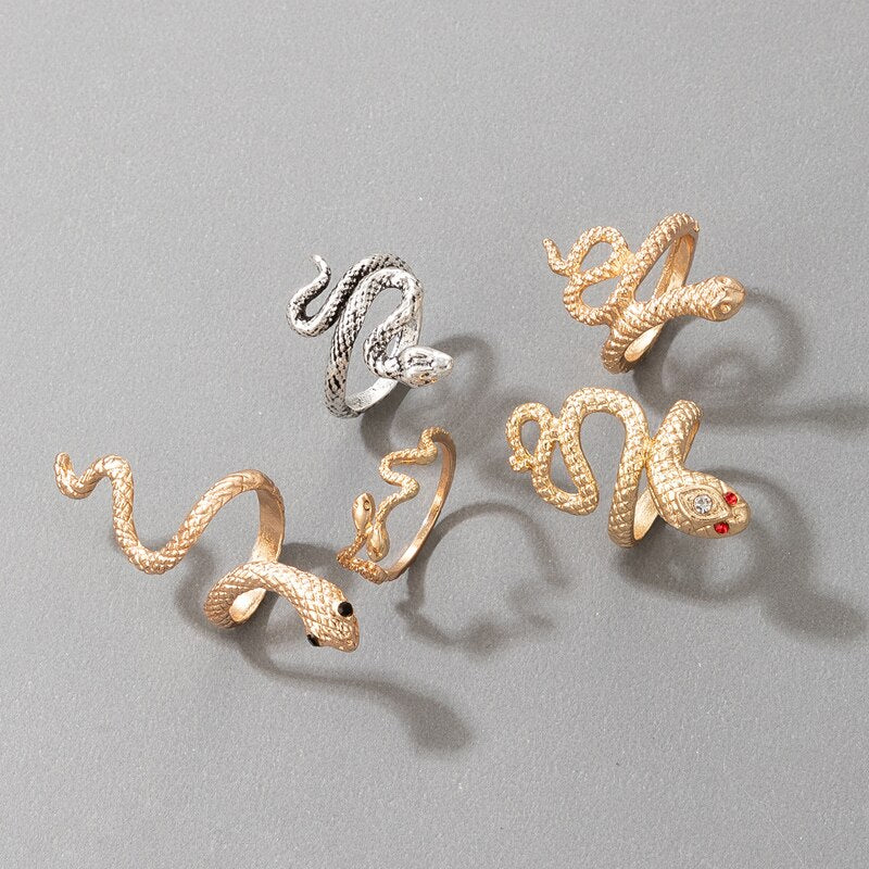 Ensemble de bagues à motif de serpent