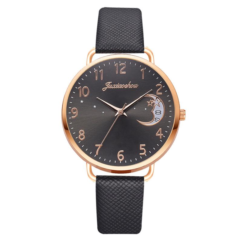 Montre à quartz pour femmes avec motif de lune
