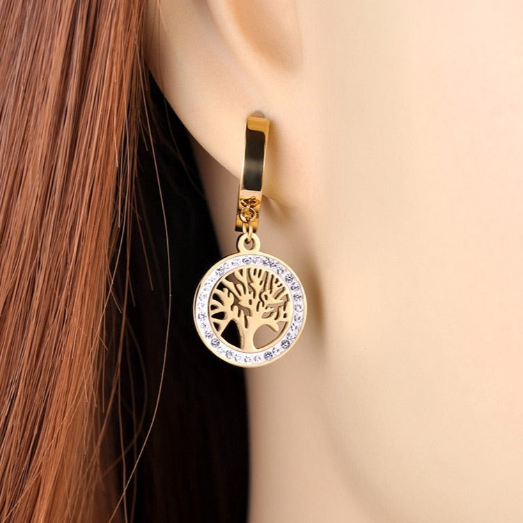 Boucles d'oreilles pendantes - Arbre de vie