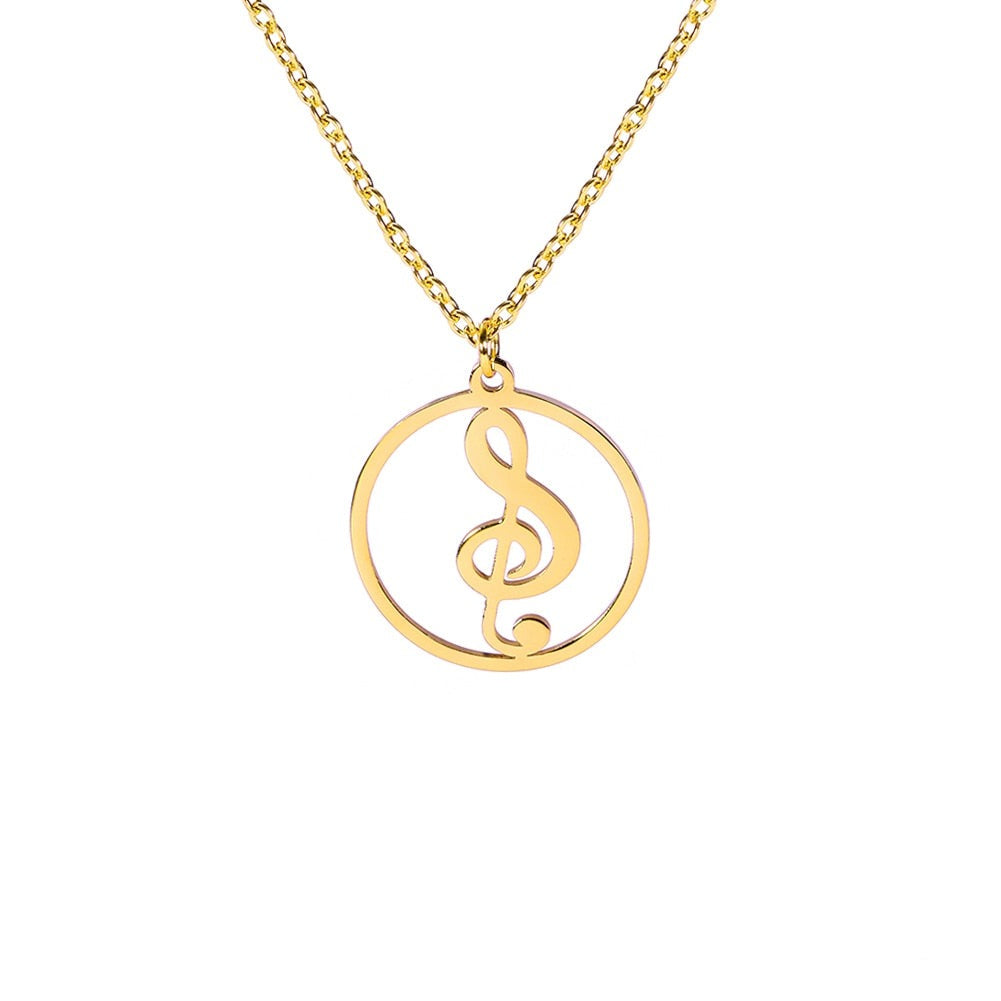 Collier avec un pendentif en forme de clef de violon
