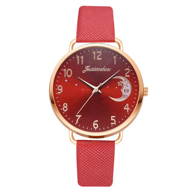 Montre à quartz pour femmes avec motif de lune