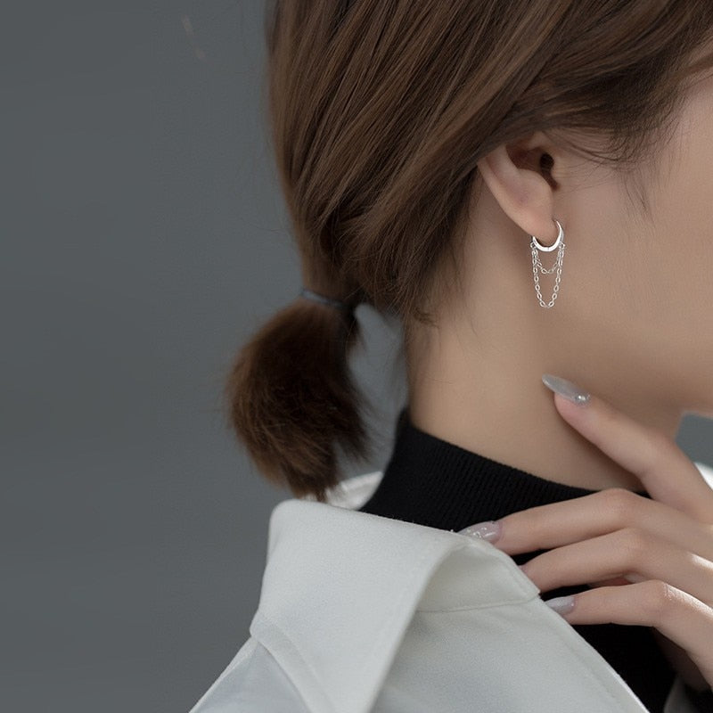 Boucles d'oreilles en argent avec chaînes