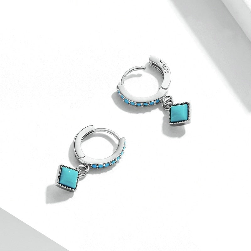 Boucles d'oreilles pendantes bleues