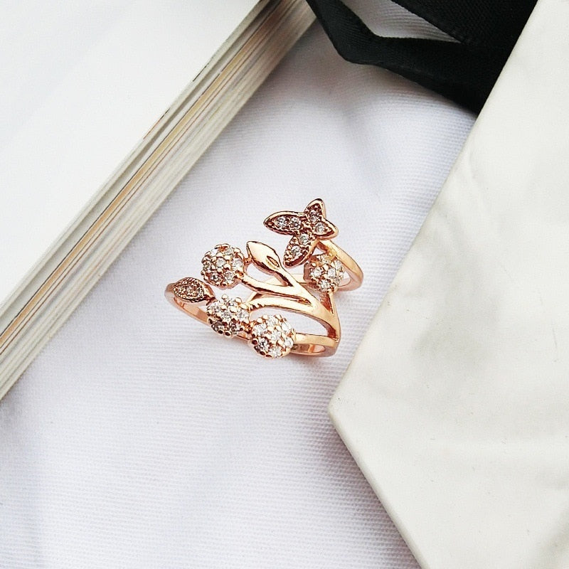 Bague avec motif de plante