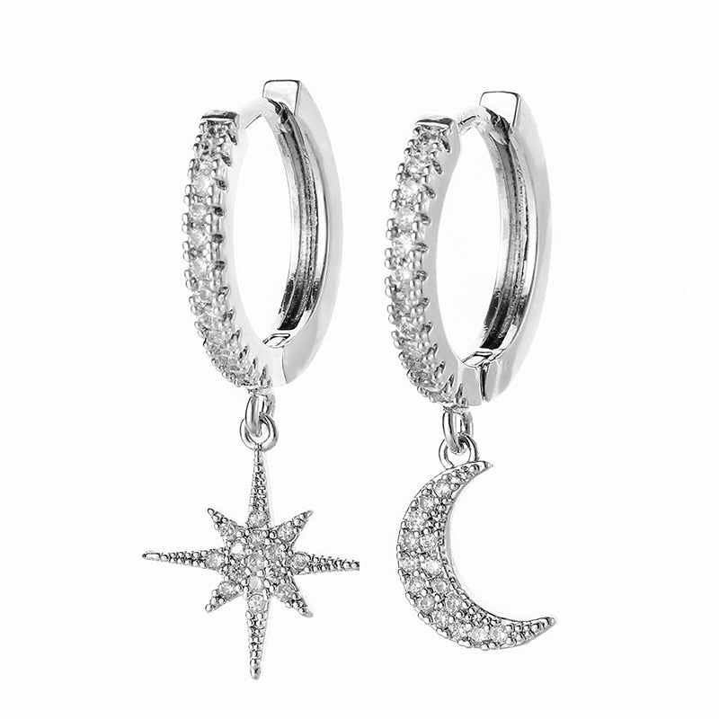 Boucles d'oreilles - lune et étoile