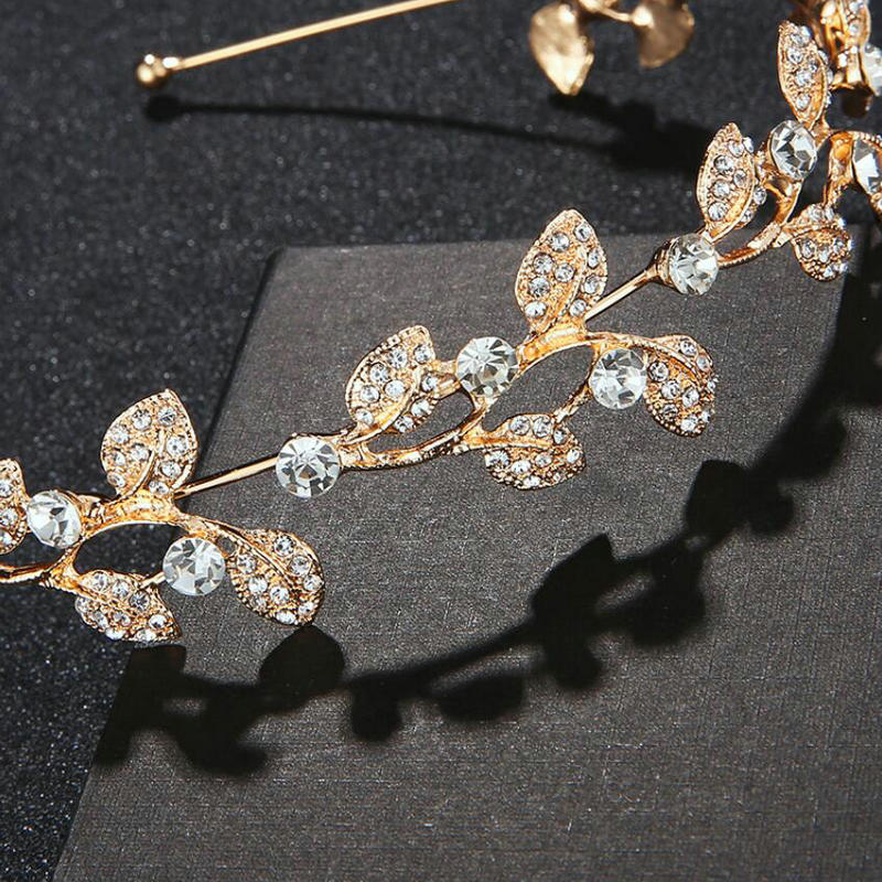 Bandeau pour cheveux - feuilles avec zircons