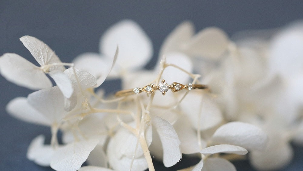 Bague minimaliste avec zircons