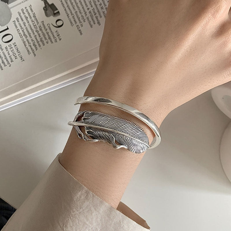 Bracelet en argent - plume