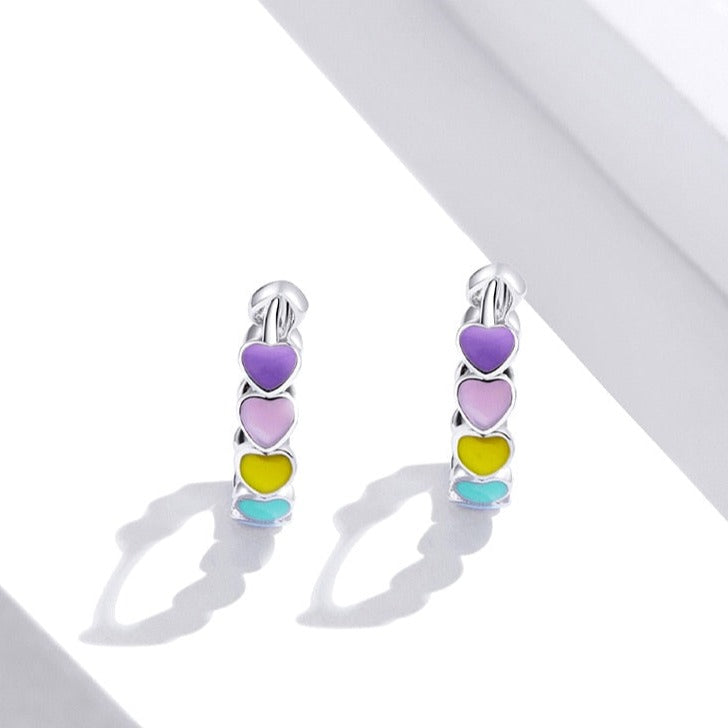Boucles d'oreilles rondes - cœurs