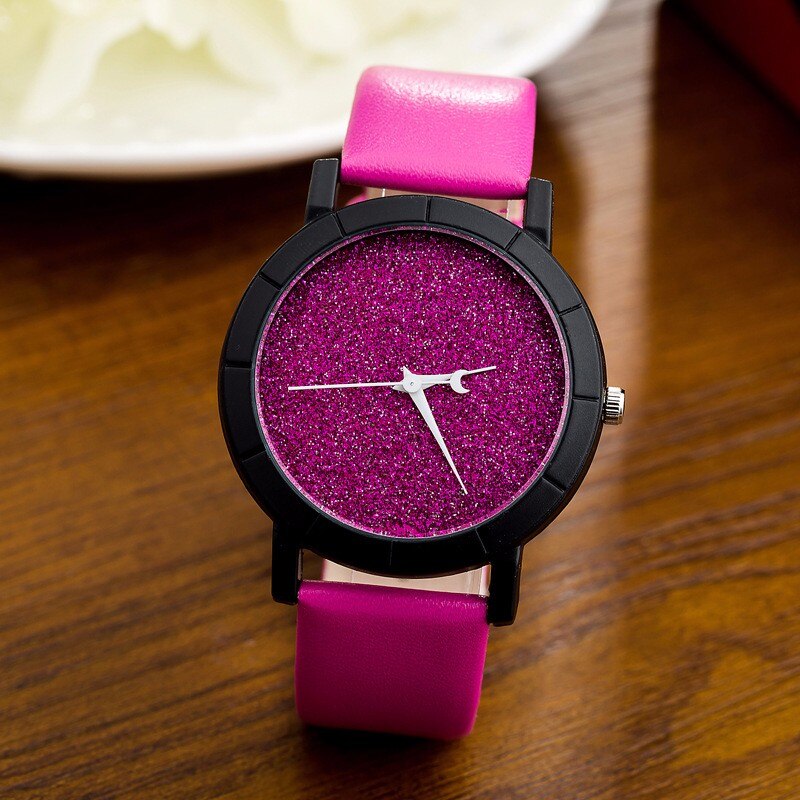 Montre minimaliste pour femmes avec cadran pailleté