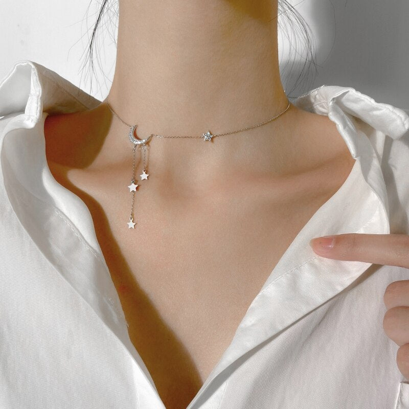 Collier - lune et étoiles