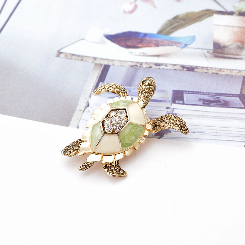 Broche de tortue avec zirconia