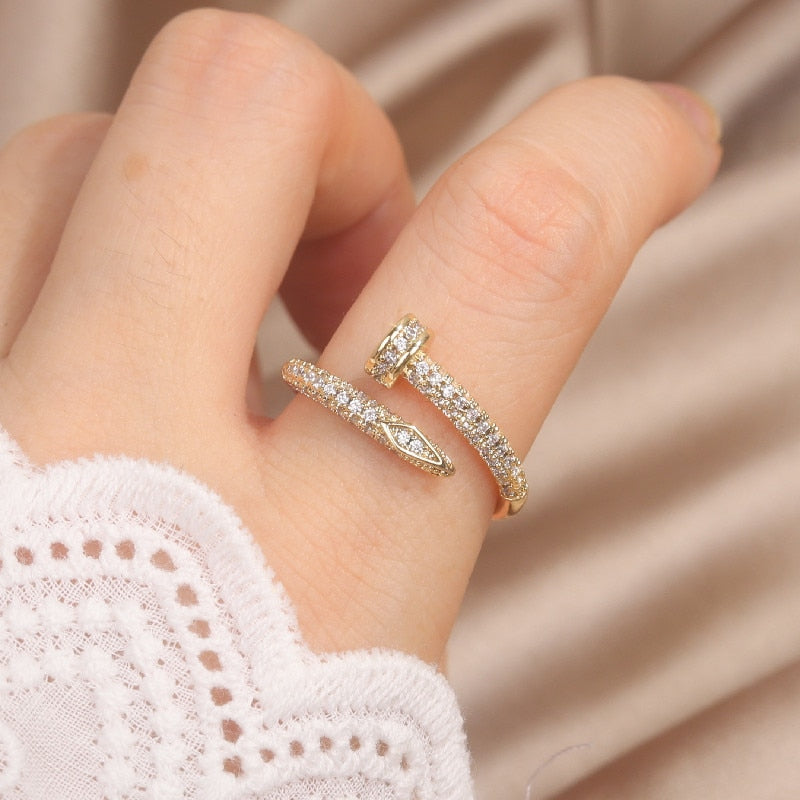Bague ouverte avec zircons