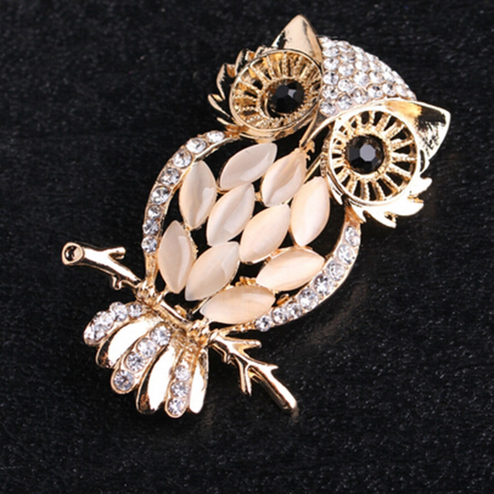 Broche - hibou avec zircone