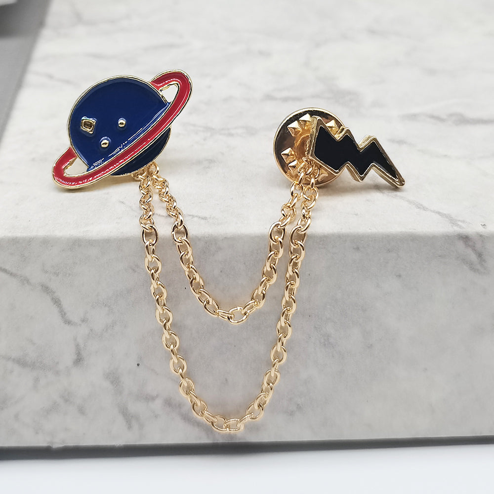 Broche en chaîne - motif planète