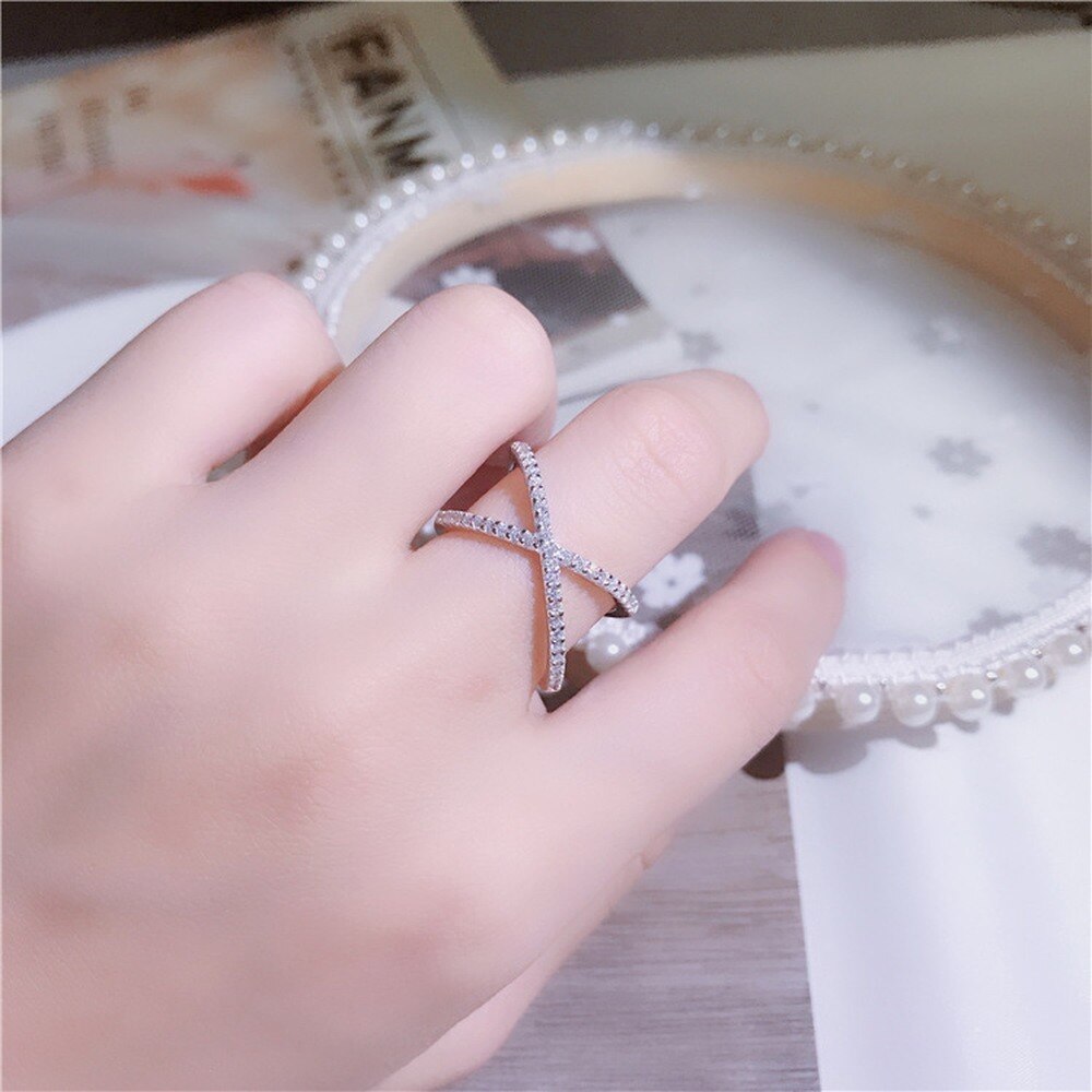 Double bague avec zircons