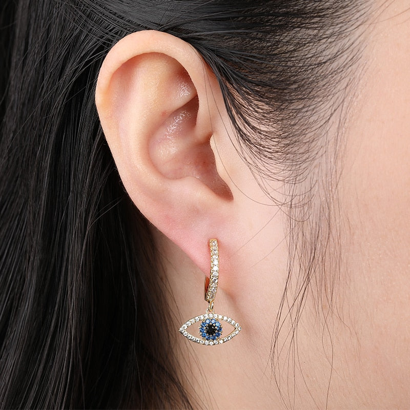 Boucles d'oreilles avec zircons - yeux
