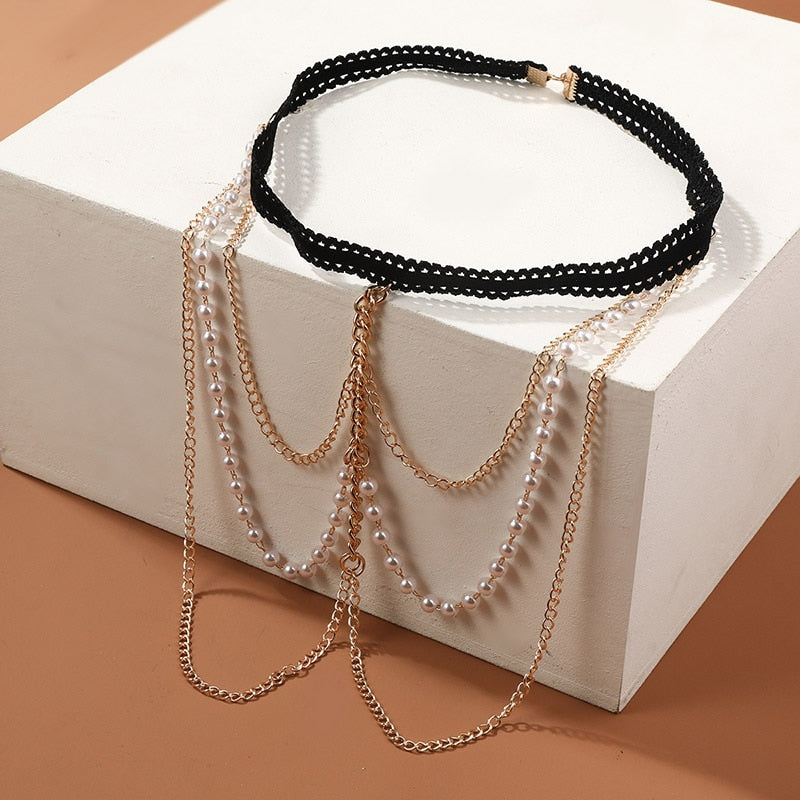 Bracelet de cheville avec des perles d'imitation