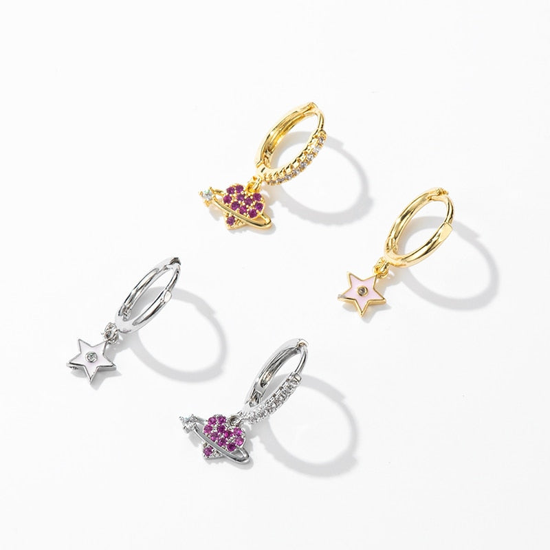 Boucles d'oreilles - étoile et cœur