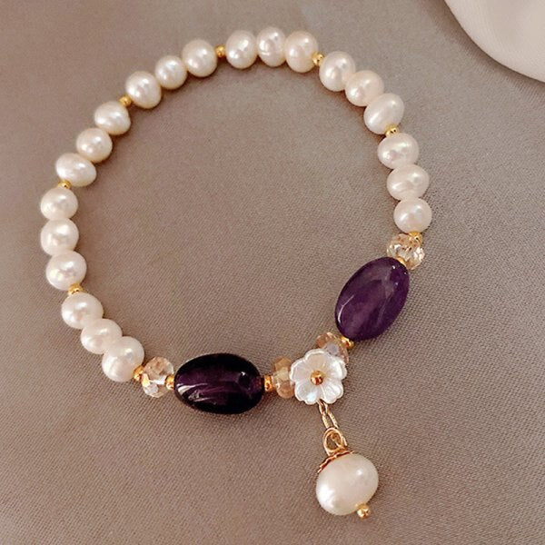 Bracelet imitant des perles - fleur