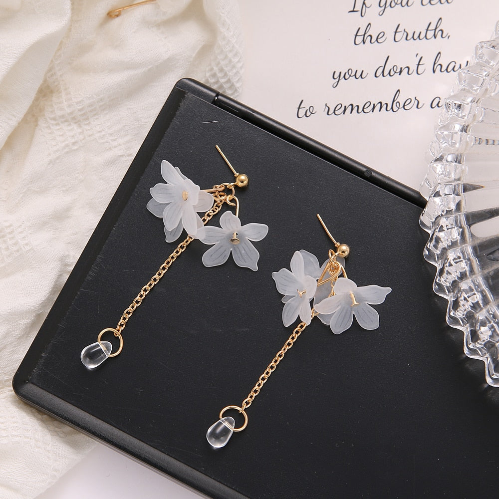 Boucles d'oreilles pendantes - fleurs