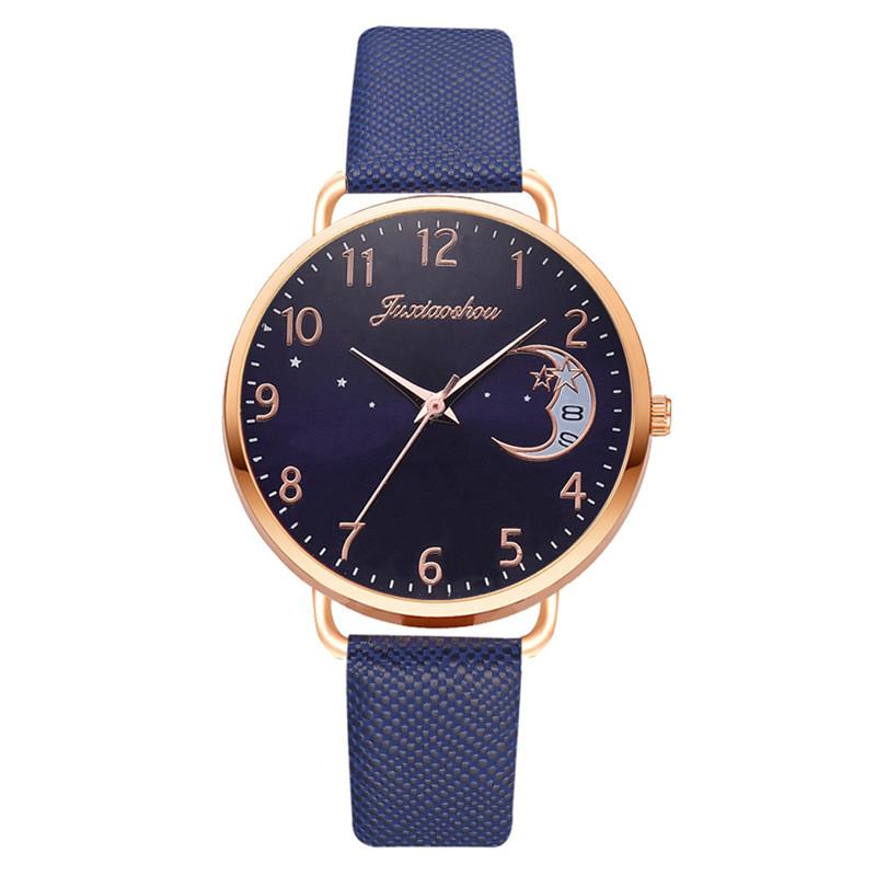 Montre à quartz pour femmes avec motif de lune