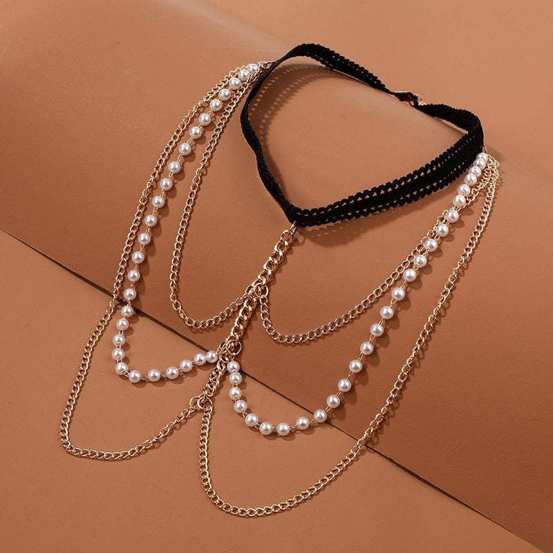 Bracelet de cheville avec des perles d'imitation