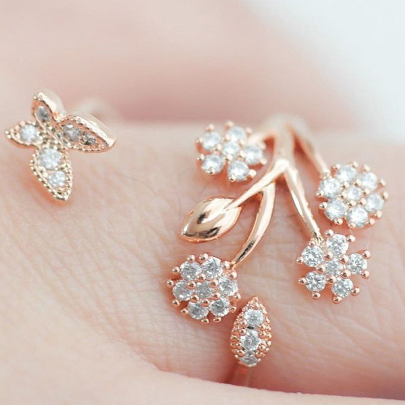 Bague avec motif de plante