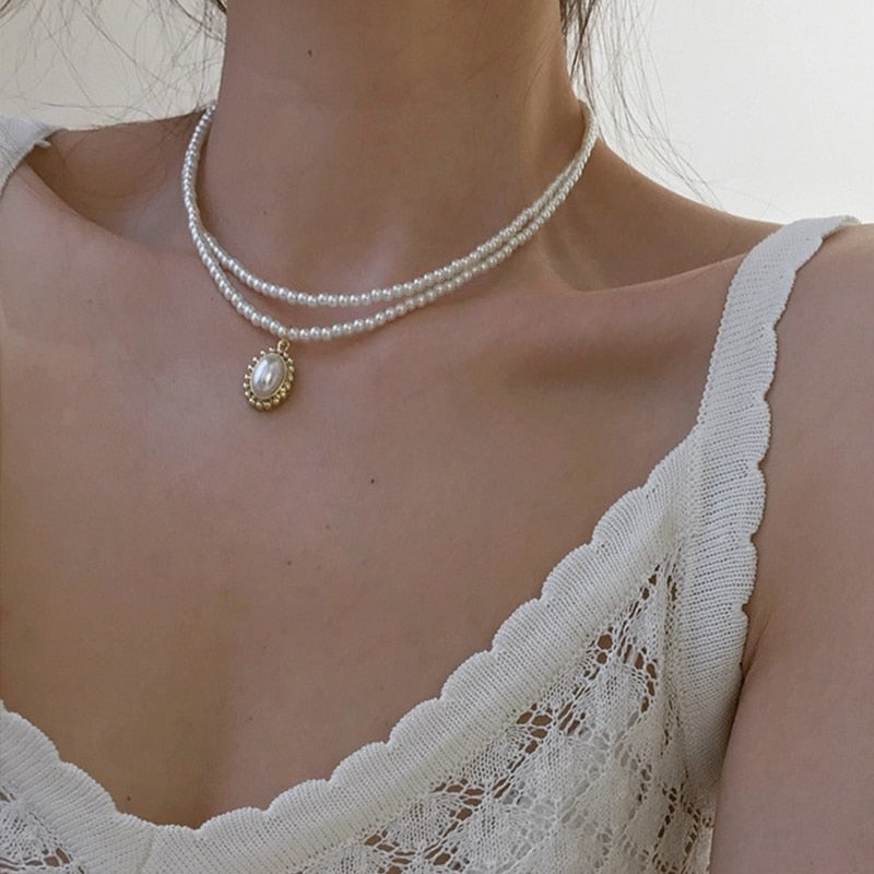 Collier de perles double