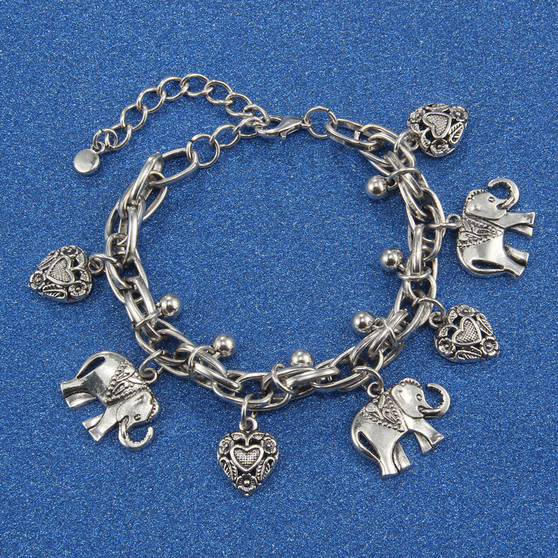 Bracelet de cheville avec breloques éléphant