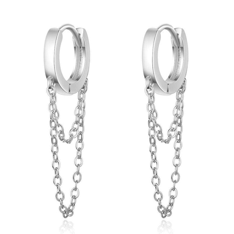 Boucles d'oreilles en argent avec chaînes