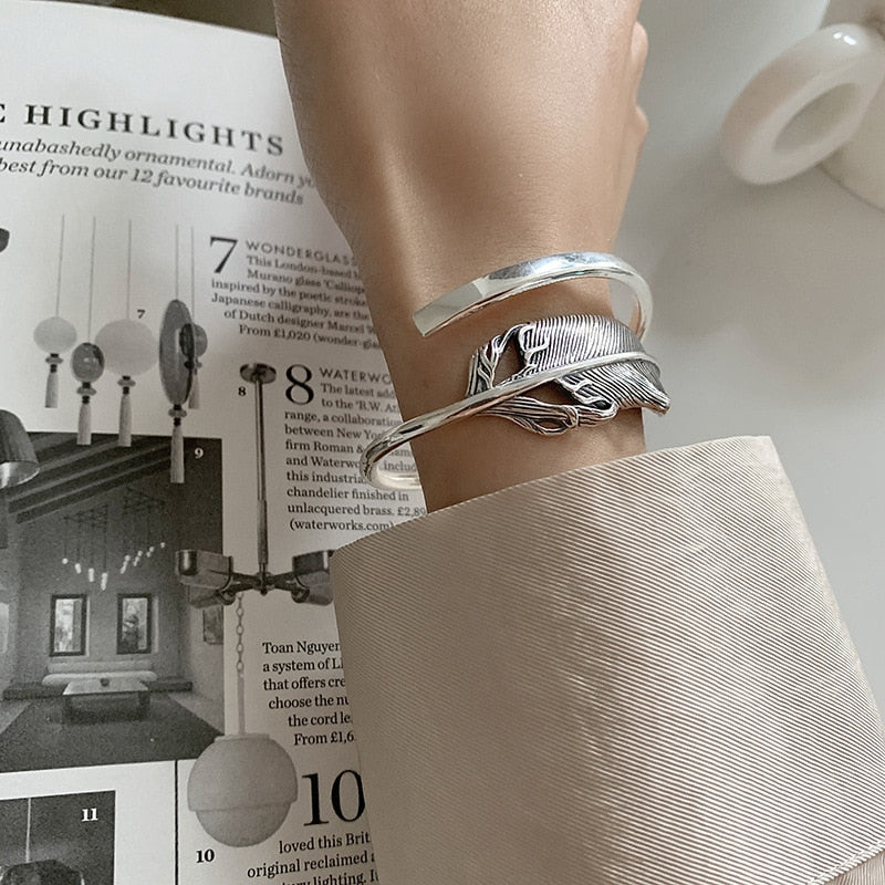 Bracelet en argent - plume